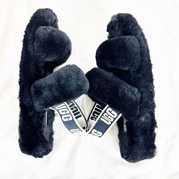 UGG Oh Yeah Slide Slipper Slingback Black 7 Platform Shearling Sandals 1107953 - Picture 9 of 11